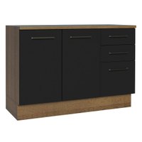 Balcão de Pia Cozinha 2 Portas e 3 Gavetas (Com Tampo) Rustic/Preto Agata Madesa