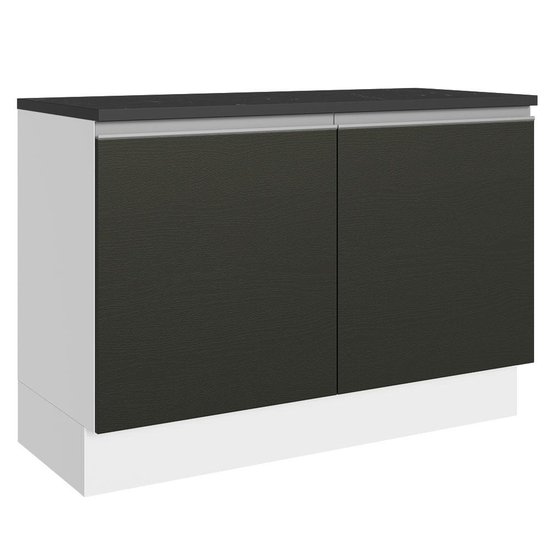 Balcão de Pia Cozinha 100% MDF 120 cm 2 Portas Branco/Preto Acordes Madesa