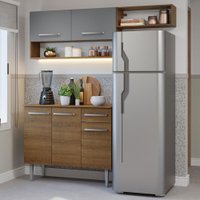 Armário de Cozinha Compacta 165cm Rustic/Cinza Emilly Madesa 08