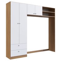 Guarda-Roupas Infantil 04 Portas e 02 Gavetas Nogal e Branco