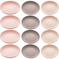 Conjunto de 12 Pratos Bambu Lyor Raso 27cm Coloridos Bandejas para Servir Lines