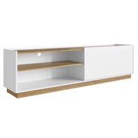 Rack Pesaro Branco com Porta Basculante e Pés Marrom