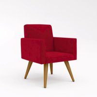 Poltrona Decorativa Cadeira Escritório vermelha