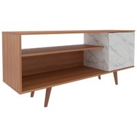 Rack Para TV 42 Pol 136 cm 1 Porta R1486 Amendoa Marmore Branco Tecno Mobili