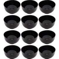Kit 12 Bowls de Vidro Preto 700ml Cumbucas Saladas Caldos Sobremesas Opalino Lyor