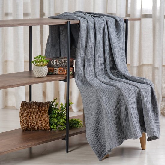 Manta Sofá Decorativa 100% Algodão Favo 120x150 Grey