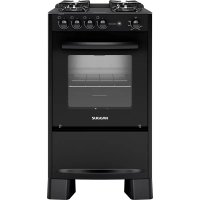 Fogão Suggar de Piso Neo Cook Mesa de Vidro 4 Queimadores Preto Bivolt FGV410PT