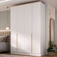 Guarda-Roupa Solteiro Hong Kong 4 Portas 2 Gavetas Branco/Carvalho - Panorama Móveis