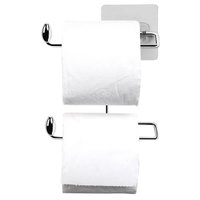 Suporte para Papel Higiênico Duplo Aço Cromado Fixação Adesiva Parede Utimil