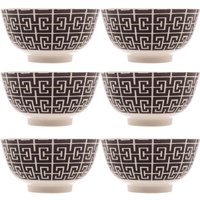 Jogo 6 Cumbucas de Porcelana Lyor 410ml Egypt Bowls Decorados Padrões Geométricos