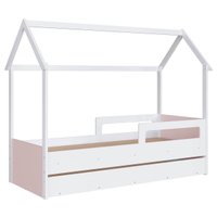 Cama Infantil Montessoriana com Cama Auxiliar Branco e Rosa