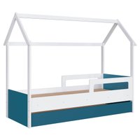 Cama Infantil Montessoriana com Cama Auxiliar Branco e Azul