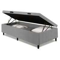 Cama Box com Baú Solteiro 0,88m com 41cm de Altura Prince Bege