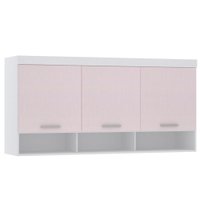 Armário Aéreo Maleiro Modulado 165cm 3 Portas Alpes Luciane Móveis Branco/Rosa