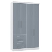 Guarda Roupa Modulado 134,50cm 4 Portas e 4 Gavetas Alpes Luciane Móveis Branco/Grey Sky