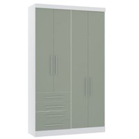 Guarda Roupa Modulado 134,50cm 4 Portas e 4 Gavetas Alpes Luciane Móveis Branco/Verde