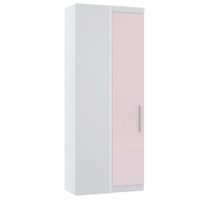 Guarda Roupa de Canto Reto Modulado 90cm 1 Porta Alpes Luciane Móveis Branco/Rosa