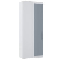 Guarda Roupa de Canto Reto Modulado 90cm 1 Porta Alpes Luciane Móveis Branco/Grey Sky
