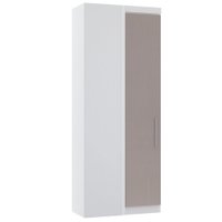 Guarda Roupa de Canto Reto Modulado 90cm 1 Porta Alpes Luciane Móveis Branco/Cinammon
