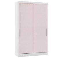 Guarda Roupa Modulado 134,50cm 2 Portas de Correr Alpes Luciane Móveis Branco/Rosa