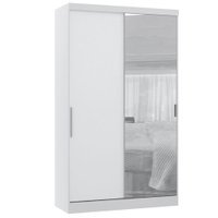 Guarda Roupa Modulado 134,50cm 2 Portas de Correr com Espelho Alpes Luciane Móveis Banco