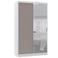 Guarda Roupa Modulado 134,50cm 2 Portas de Correr com Espelho Alpes Luciane Móveis Branco/Cinammon