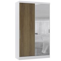 Guarda Roupa Modulado 134,50cm 2 Portas de Correr com Espelho Alpes Luciane Móveis Branco/Avela