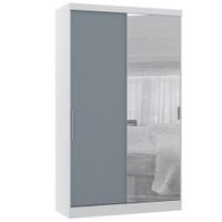 Guarda Roupa Modulado 134,50cm 2 Portas de Correr com Espelho Alpes Luciane Móveis Branco/Grey Sky