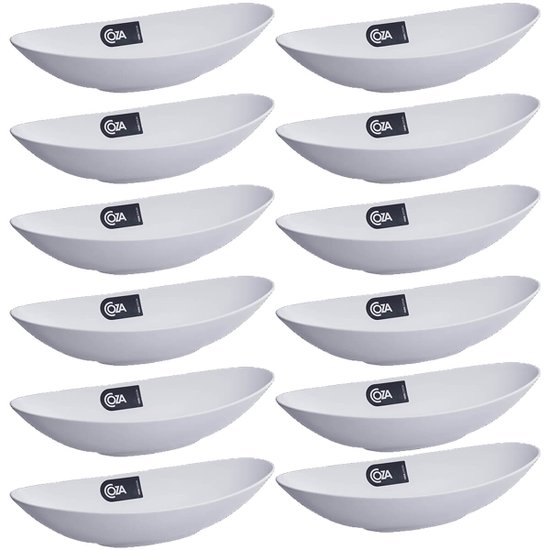 12 Tigelas Barcas Petisqueiras Cumbucas 350ml Branco Essential Coza Comida Japonesa Açaí Restaurantes Branco