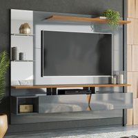 Painel Intense 1.83 Tv Até 55 Polegadas Prateleiras Laterais Decorativos Sala Cinza Perolizado/Tauari - RPM Móveis