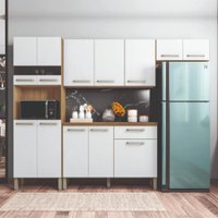Armário de Cozinha Completa Com Balcão 12 Portas 1 Gaveta 2,50m Versalhes Freijó