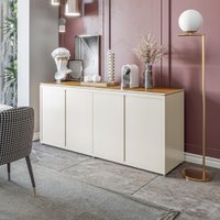 Buffet Aparador 4 Portas 180cm Oslo Cor:Off White e Cedro