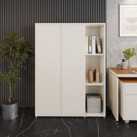 Livreiro Multiuso Alto 2 Portas 4 Prateleiras com Nicho Oslo Cor:Off White