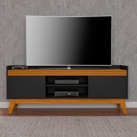 Conjunto Buffet e Rack Para Tv 50 Polegadas Ripado 136cm Cor:Preto/Cedro