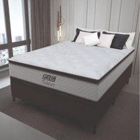 Cama Box Baú Casal Colchão Molas Pocket Ensacadas Tower 138x188x75cm Branco / Marrom Gazin
