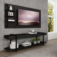 Rack c/ Painel para Tv até 50' Ohio Carraro - Preto/Preto