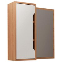 Espelheira Para Banheiro 60 cm 1 Porta BN3648 Amendoa Branco Tecno Mobili