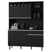 Kit Cozinha Compacta 130cm com 6 Portas e 1 Gaveta Nicole Preto - Pallazio