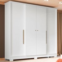 Guarda-Roupa Solteiro Mônaco 4 Portas 2 Gavetas Branco - Mx Móveis