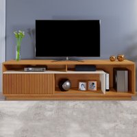 Rack para TV Até 75 Polegadas Columbus 1 Porta Naturalle/Off White - Panorama Móveis