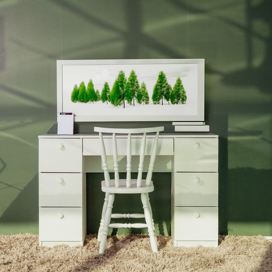 Mesa de escritório Ditália 7 Gavetas com Cadeira PE-100 COR:branco