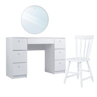 Penteadeira Ditália c/Cadeira + Espelho redondo PE-100 COR:branco