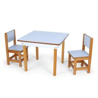 Mesa Infantil Com 2 Cadeiras Em Madeira E Mdf Lara Azul