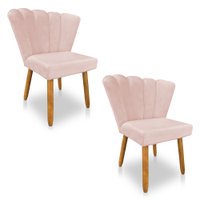 Kit 02 Cadeiras Poltrona Flor Veludo Pés Palito Castanho - Pallazio