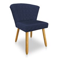 Cadeira Poltrona Vitória Veludo Azul Marinho Matelassê Pés Palito Castanho - Pallazio