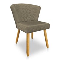 Cadeira Poltrona Vitória Veludo Cappuccino Matelassê Pés Palito Castanho - Pallazio