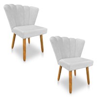 Kit 02 Cadeiras Poltrona Flor Veludo Cinza Pés Palito Castanho - Pallazio
