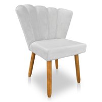 Cadeira Poltrona Flor Veludo Cinza Pés Palito Castanho - Pallazio