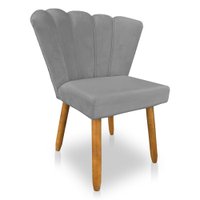 Cadeira Poltrona Flor Veludo Grafite Pés Palito Castanho - Pallazio