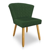 Cadeira Poltrona Vitória Veludo Verde Matelassê Pés Palito Castanho - Pallazio